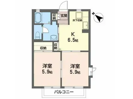 ディアコートタウンII(2DK/2階)の間取り写真