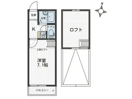 ラシェール神明(1K/2階)の間取り写真