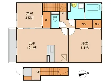 アモールIIC(2LDK/2階)の間取り写真
