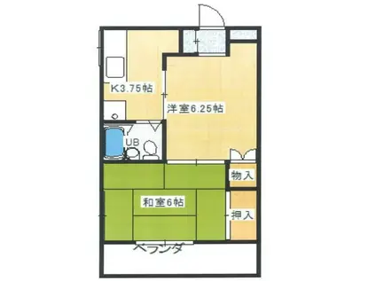 サンビレッジ東越谷(2K/2階)の間取り写真