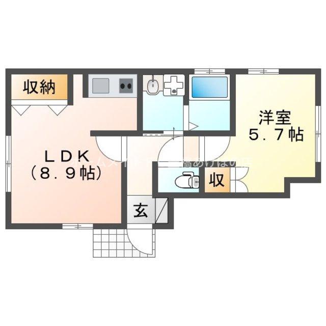 カーサ国府(1LDK/1階)の間取り写真