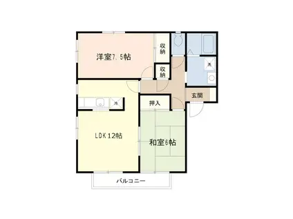 仲居田ハイツ4(2LDK/2階)の間取り写真