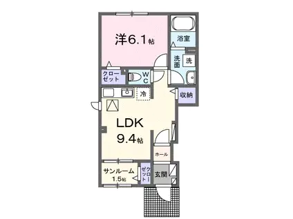 サウス プリムローズII(1LDK/1階)の間取り写真
