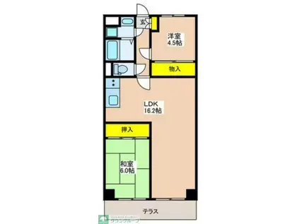八王子セントラルマンション(2LDK/1階)の間取り写真