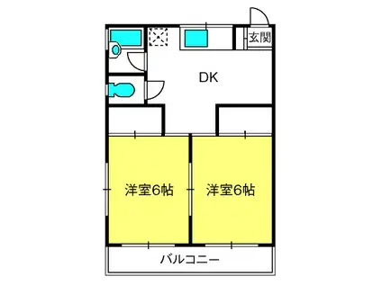コーポ原田 I(2DK/2階)の間取り写真