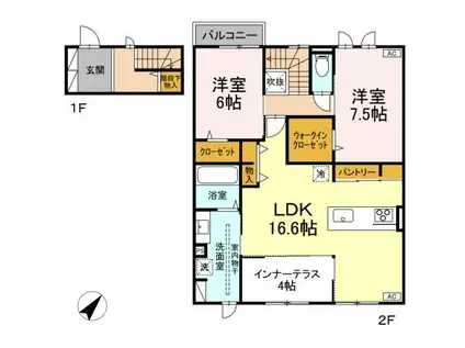 グランソラナ軽井沢(2LDK/2階)の間取り写真