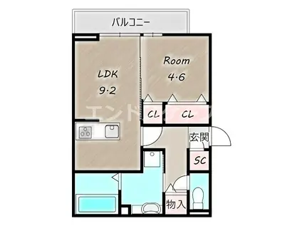 D-ROOM紅雲町A(1LDK/2階)の間取り写真