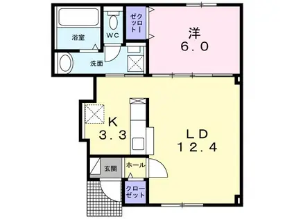 ノース ステージ(1LDK/1階)の間取り写真