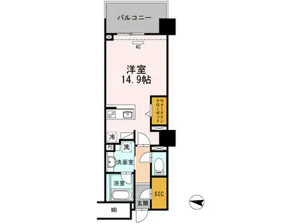 セントラルレジデンス(ワンルーム/4階)の間取り写真