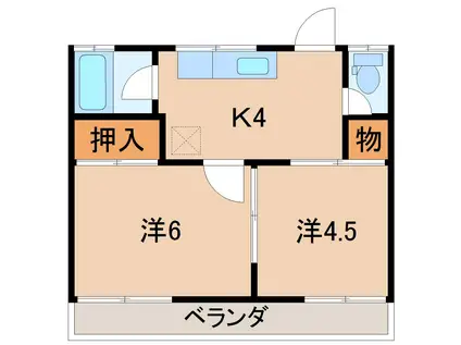 安齋ハイツ(2K/2階)の間取り写真