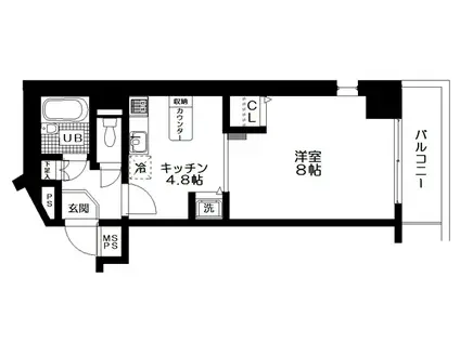 日神パレステージ山手西(1K/1階)の間取り写真