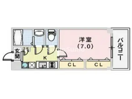 BRICK HOUSE ブリックハウス(1K/3階)の間取り写真
