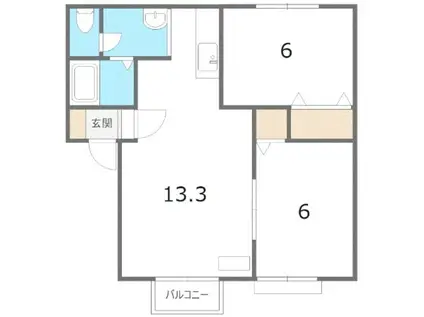 みくにハイツ(2LDK/2階)の間取り写真