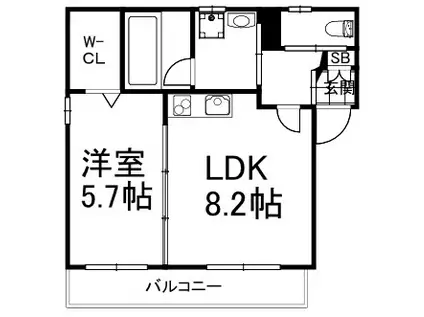 ルシア天の川(1LDK/1階)の間取り写真