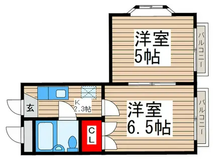 ハイツペガサス(2K/1階)の間取り写真