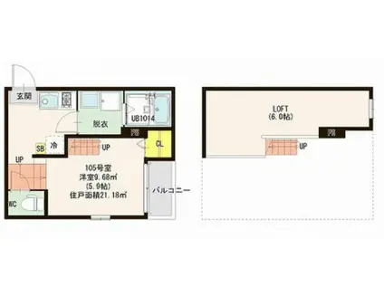 リベルテ東照宮(1K/1階)の間取り写真