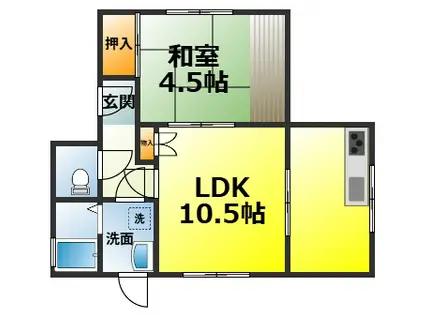 コスモスハイツ(1LDK/2階)の間取り写真