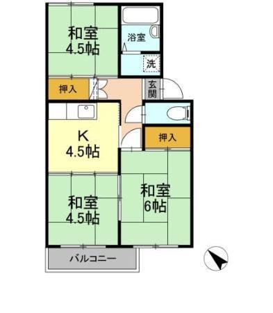 セジュール中野(3K/2階)の間取り写真