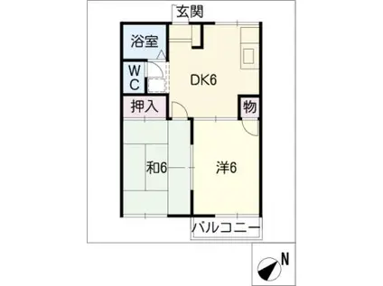 グランドハイツ富貴(2DK/1階)の間取り写真