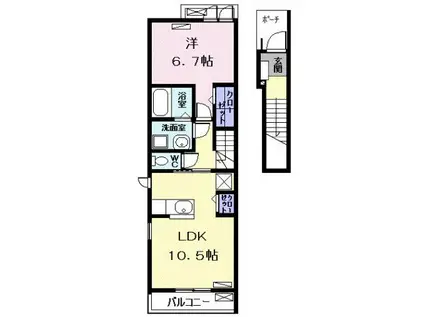 ベルソレイユ(1LDK/2階)の間取り写真