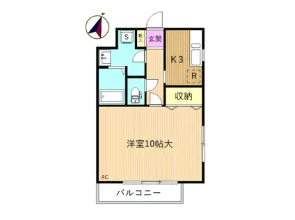 クレスト(1K/1階)の間取り写真