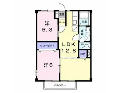 ポワソンボワールB(2LDK/2階)の間取り写真