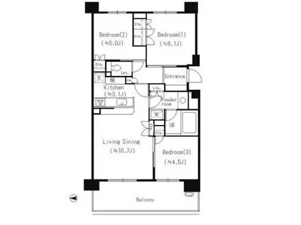 パークアクシス大船(3LDK/5階)の間取り写真