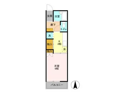 PIER21箱田(1K/3階)の間取り写真