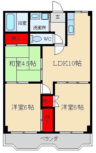 サンファーストウエダ(3DK/2階)の間取り写真