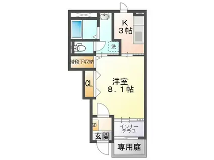 ネスト赤堀(1K/1階)の間取り写真