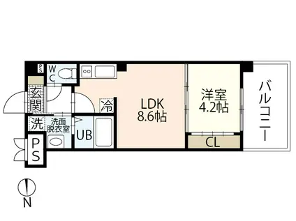 PLACIDO宇品(1LDK/11階)の間取り写真