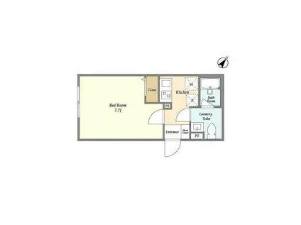 ヴィラクレール文京小石川(1K/2階)の間取り写真