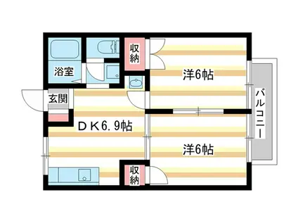 シャトレー富堂(2DK/2階)の間取り写真