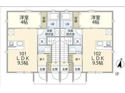 グランデY(1LDK/1階)の間取り写真