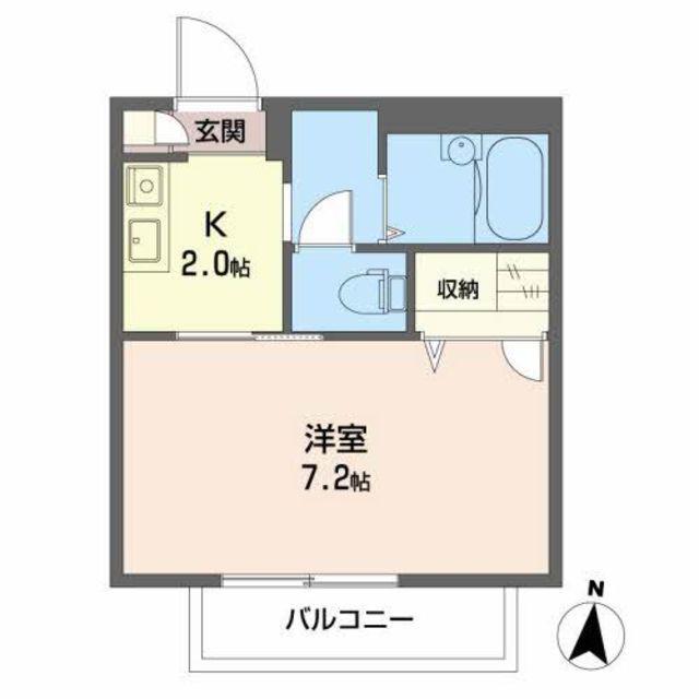 スクデット(1K/2階)の間取り写真