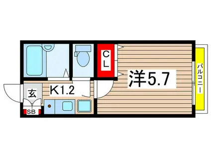 JR総武線 小岩駅 徒歩5分 2階建 築21年(1K/2階)の間取り写真