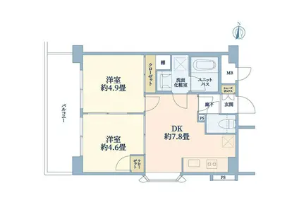 マイキャッスル武蔵小杉III(2DK/3階)の間取り写真