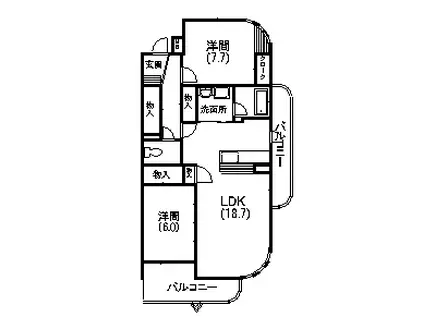 グランドール(2LDK/2階)の間取り写真
