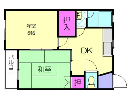 フォーサイト上津RENATUS(2DK/1階)の間取り写真