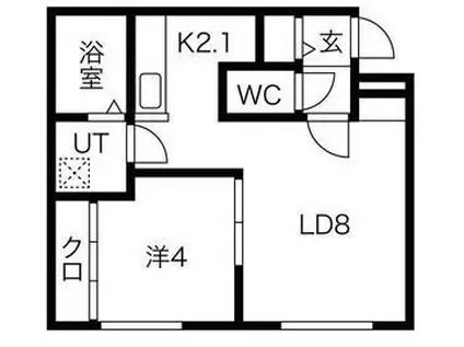 レーヴィア千歳(1LDK/3階)の間取り写真