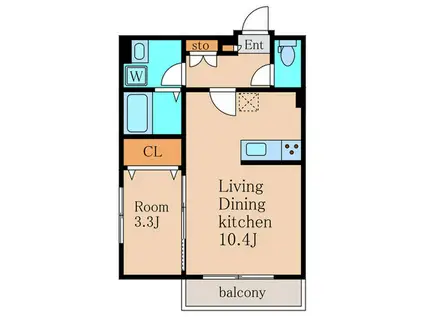 FELSE駒沢大学(1LDK/2階)の間取り写真