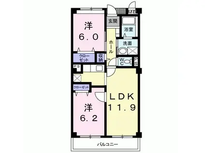 プリマヴェーラ(2LDK/1階)の間取り写真