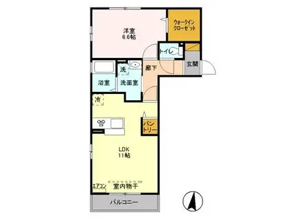 アルシオン(1LDK/2階)の間取り写真