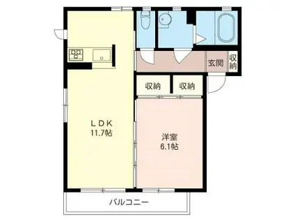 エスポワールII(1LDK/1階)の間取り写真