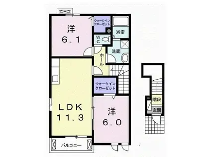 プロスペリティーII(2LDK/2階)の間取り写真