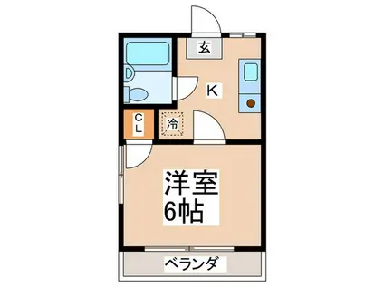 メゾン・ド・ロゼ小池(1K/2階)の間取り写真