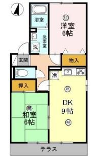シャトーKANAHO(2DK/1階)の間取り写真