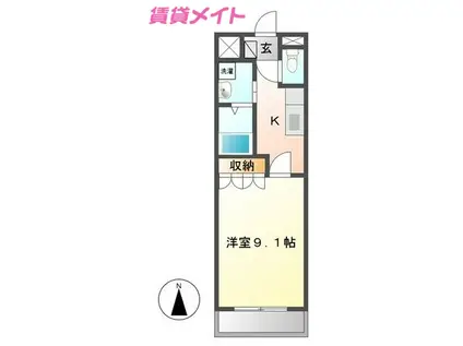 リヴァージュA棟(1K/1階)の間取り写真