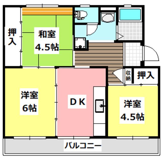 陽和台第42棟(3DK/4階)の間取り写真