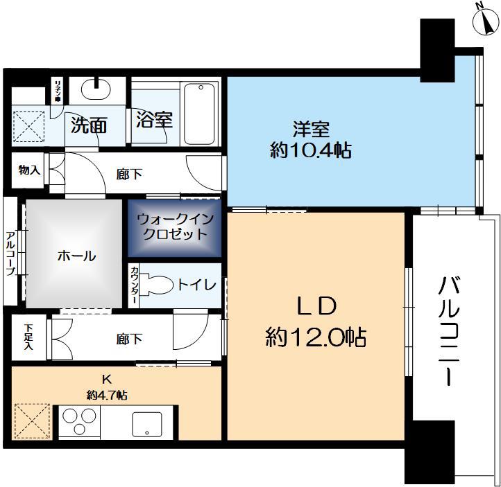 グラングリーン大阪 THE ノース RESIDENCE(1LDK/37階)の間取り写真